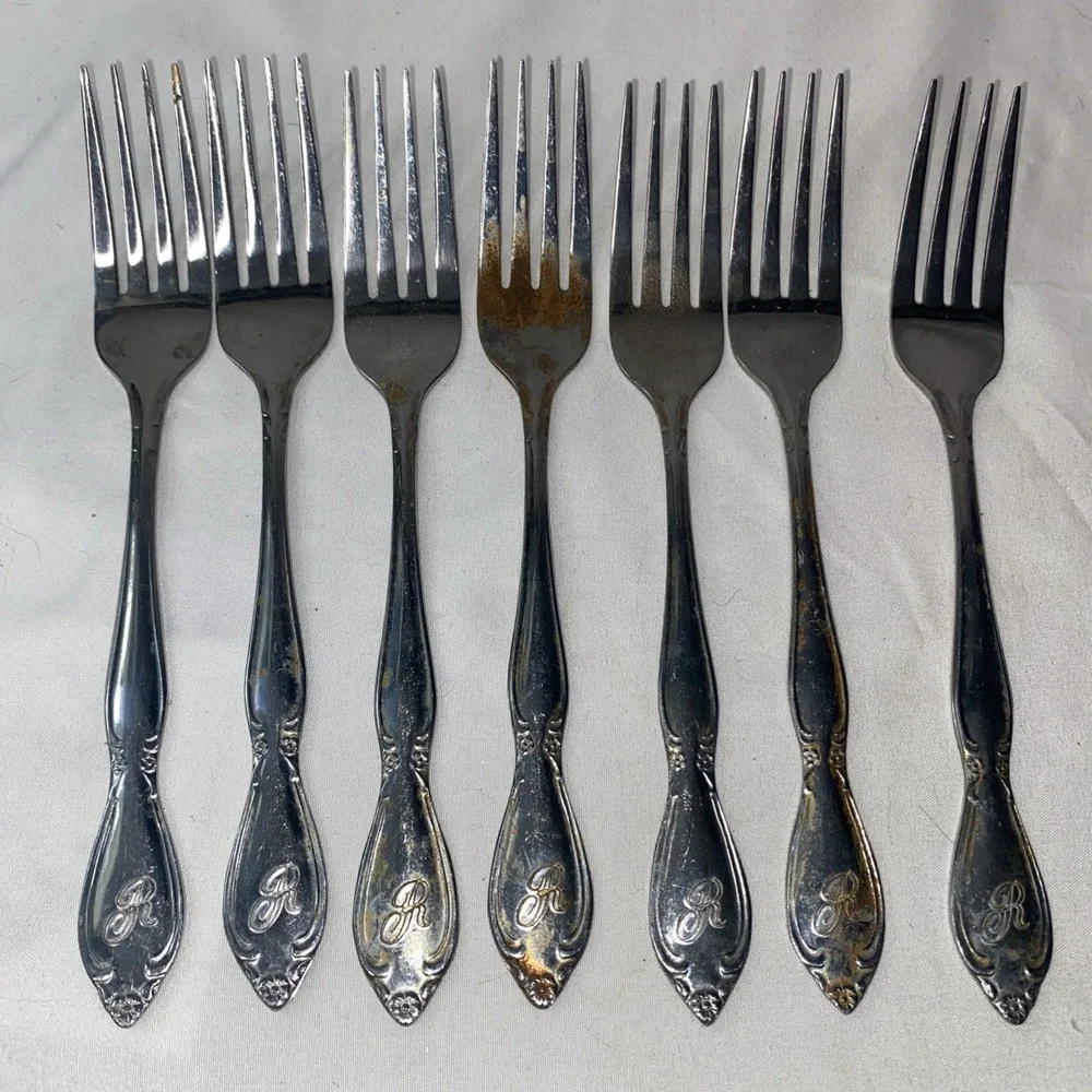 32 Piece R Monogrammed Vintage Flatware Stainless Steel Made In Taiwan